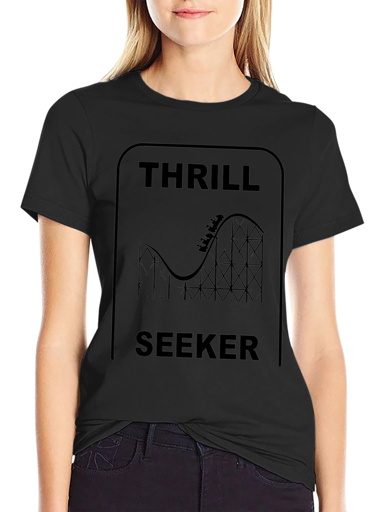 Thrill Seeker Roller Coaster Graphic Tee - Black