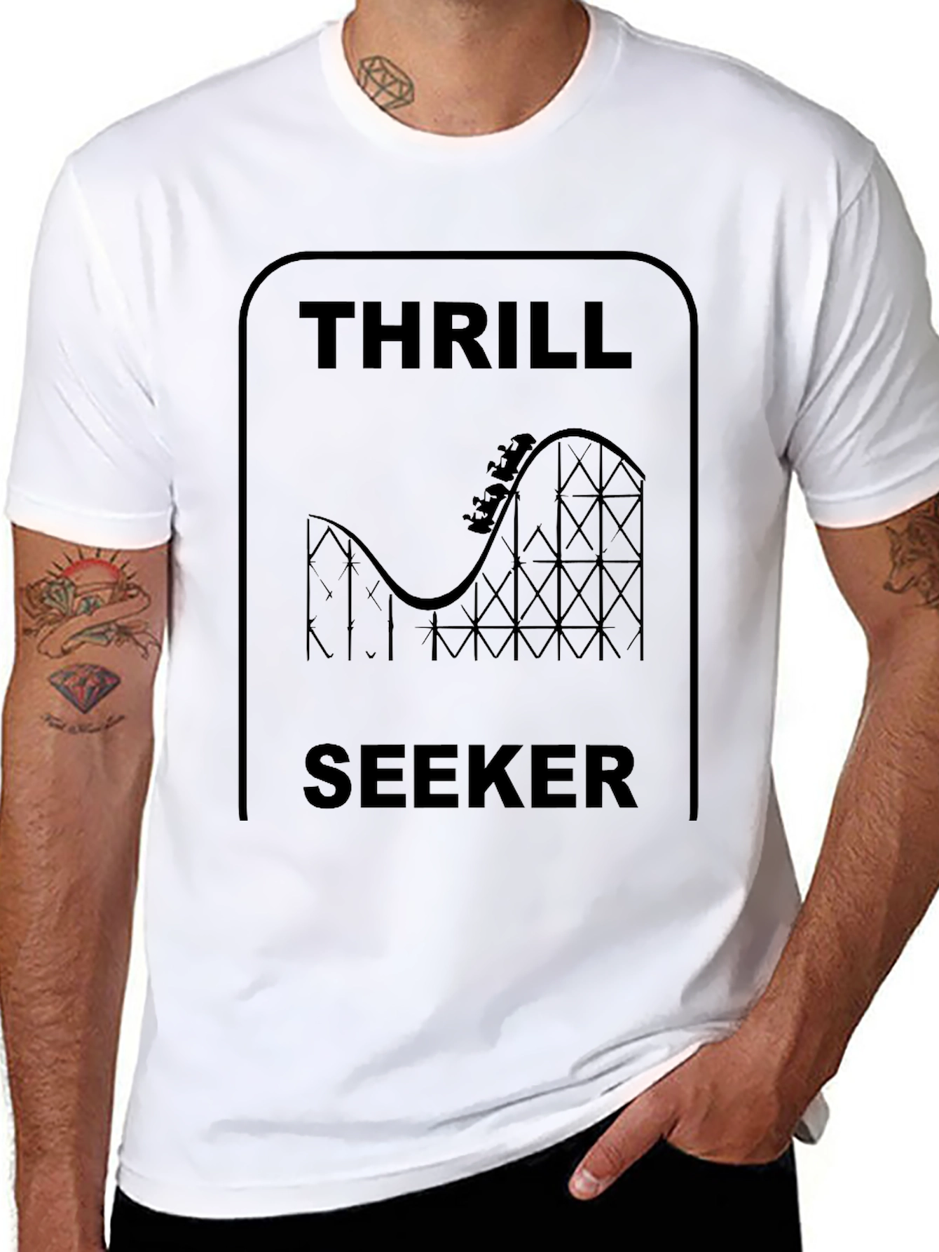 Thrill Seeker Roller Coaster Graphic Tee - Black