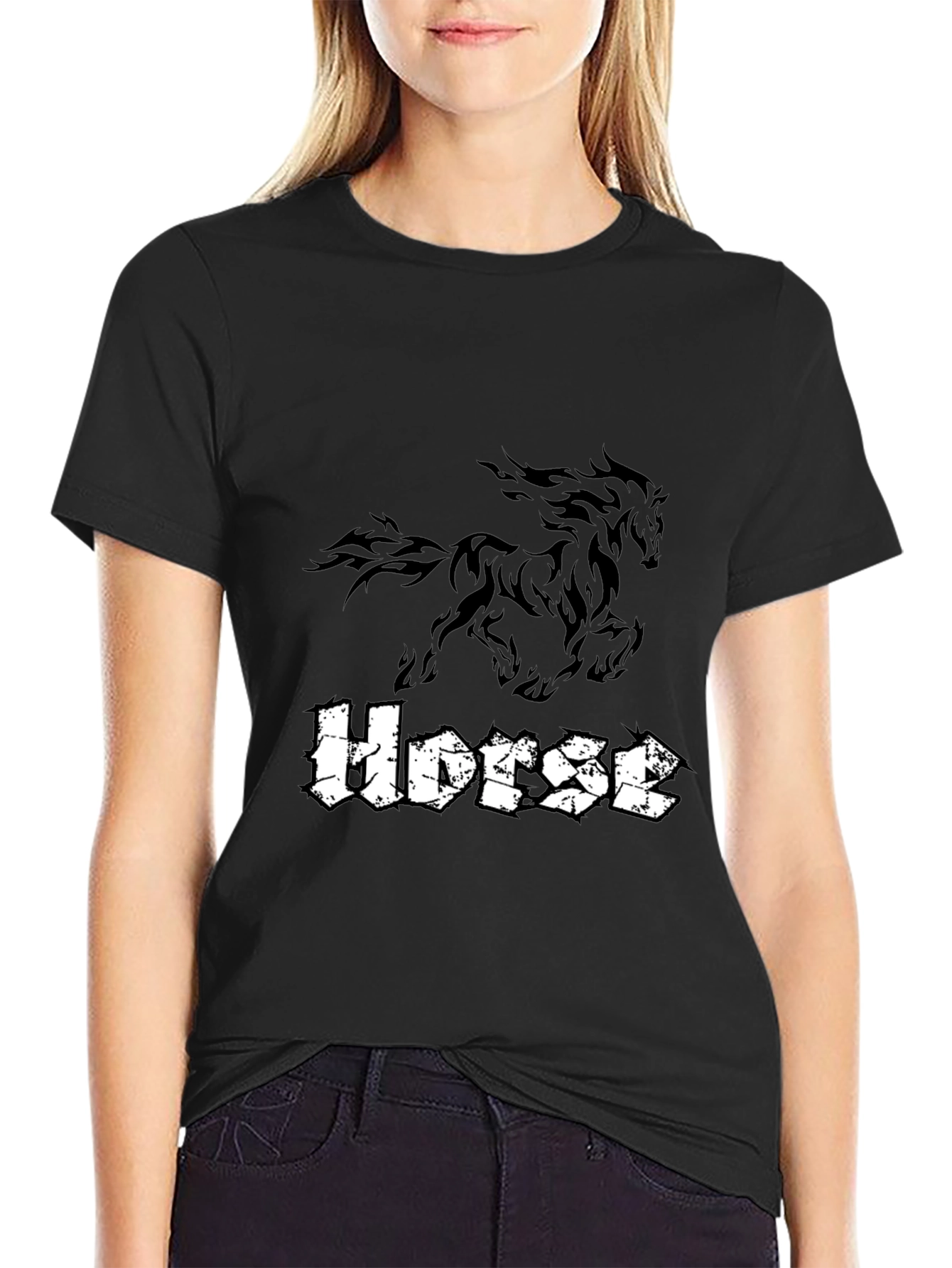 Black Horse Graphic Tee - Stylish Casual Wear