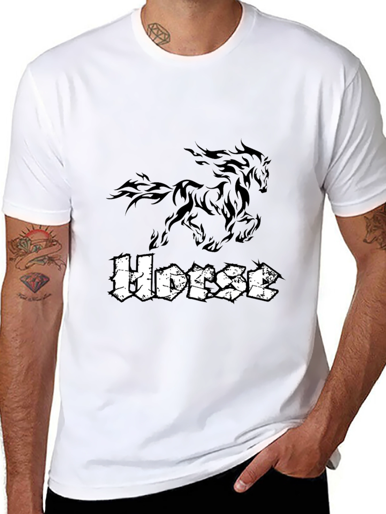 Black Horse Graphic Tee - Stylish Casual Wear