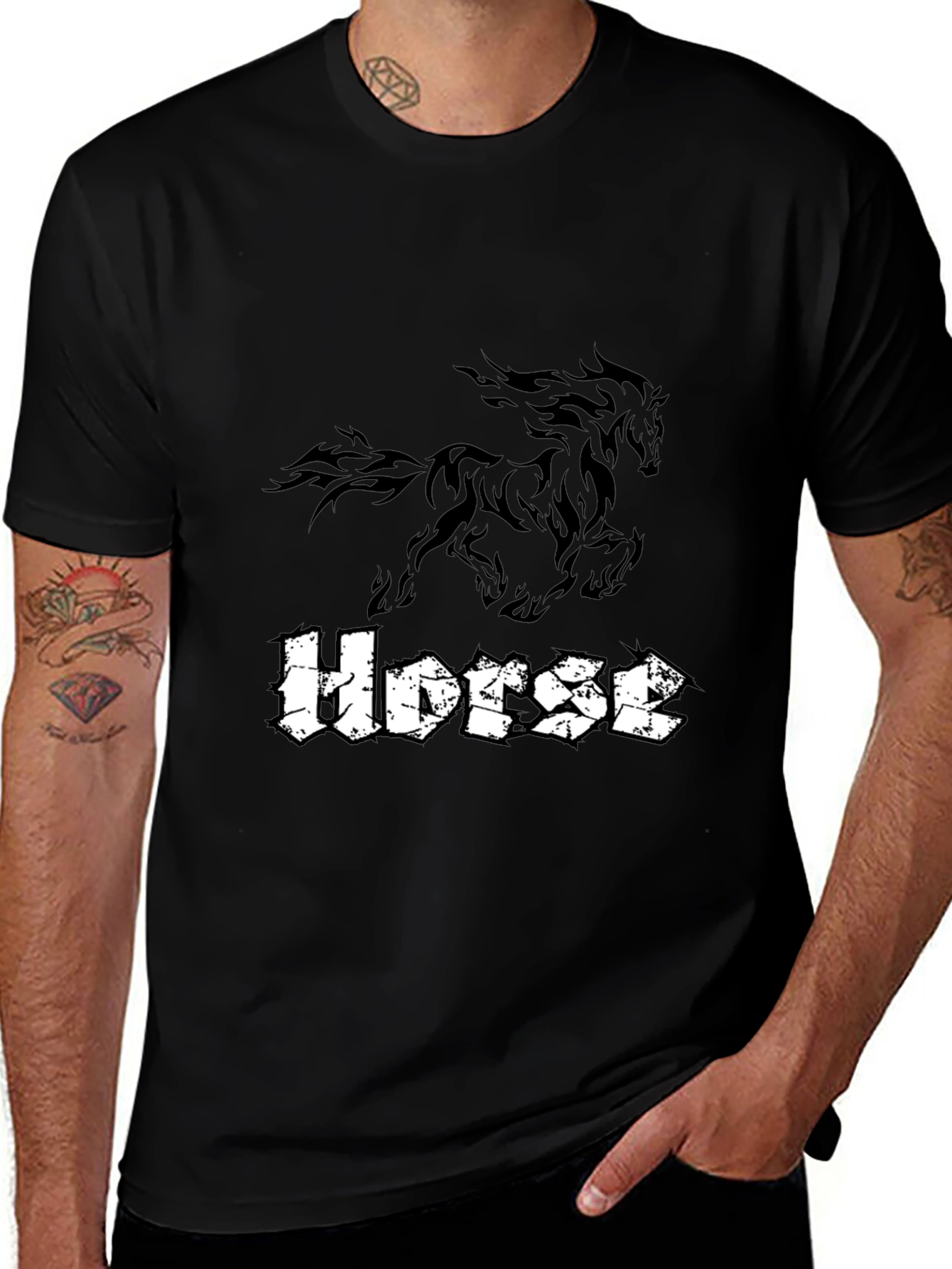 Black Horse Graphic Tee - Stylish Casual Wear