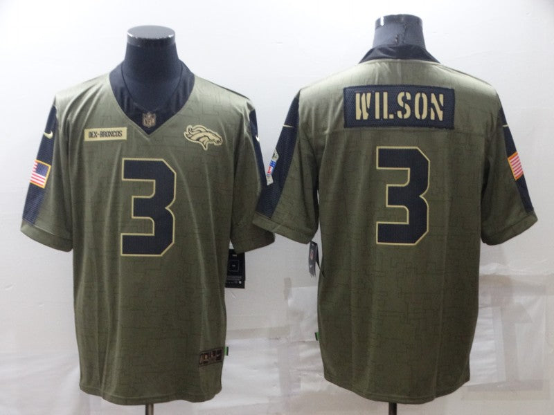 Men's Denver Broncos Russell Wilson #3 Brown Game Jerseys