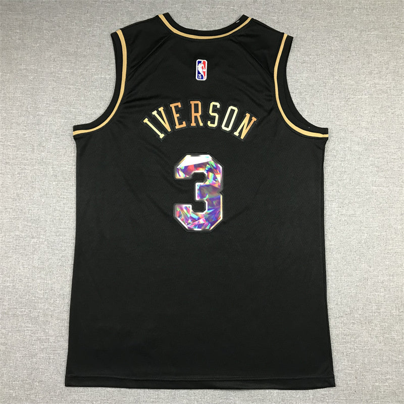 Men's Philadelphia 76ers Allen Iverson #3 Black Swingman Player Jerseys