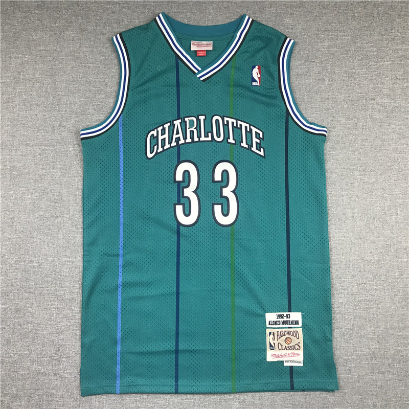 Men's Charlotte Hornets Alonzo Mourning Hardwood Classics Swingman Player Jerseys