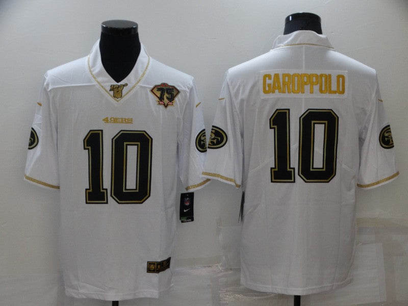 Men's San Francisco 49ers Jimmy Garoppolo #10 White 75th Anniversary Game Jerseys