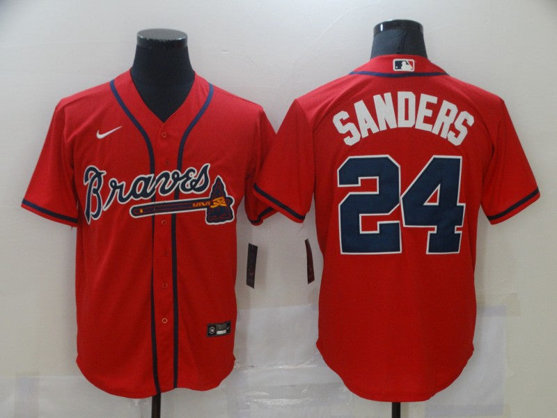 Men's Atlanta Braves Deion Sanders #24 Red Replica Player Jerseys