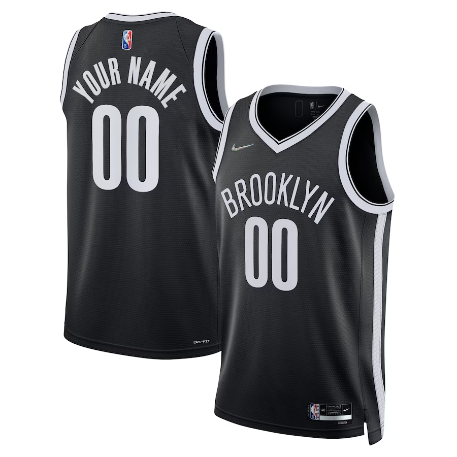 Men's Brooklyn Nets Black 2021/22 Diamond Swingman Custom Jerseys - Icon Edition