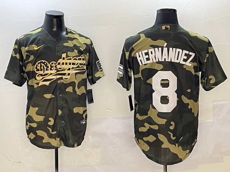 Men's Los Angeles Dodgers Enrique Hernandez #8 Camouflage Replica Player Jerseys
