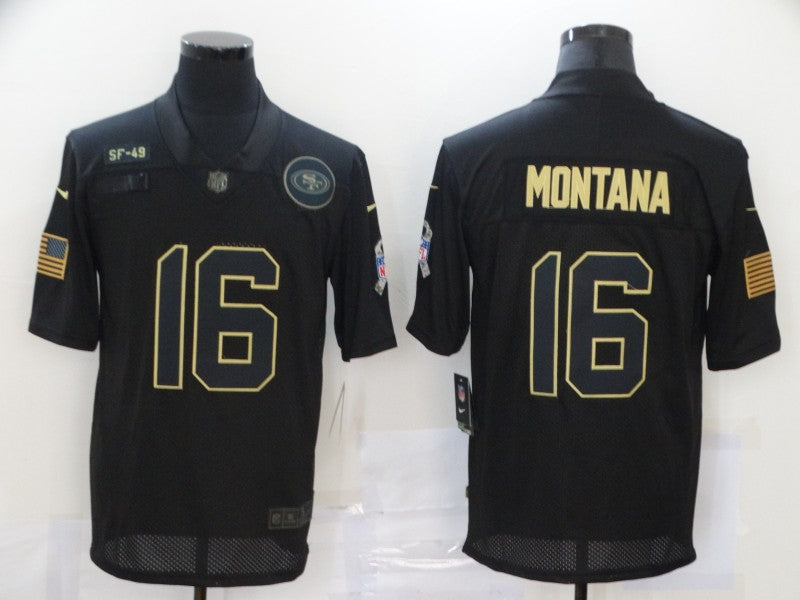 Men's San Francisco 49ers #16 Joe Montana Black Game Player Jerseys