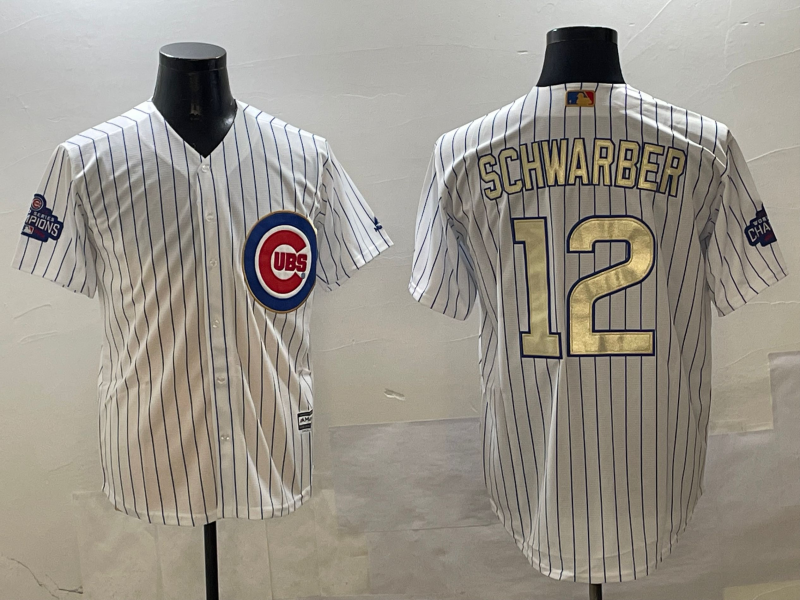 Men's Chicago Cubs Kyle Schwarber #12 White Replica Player Jerseys