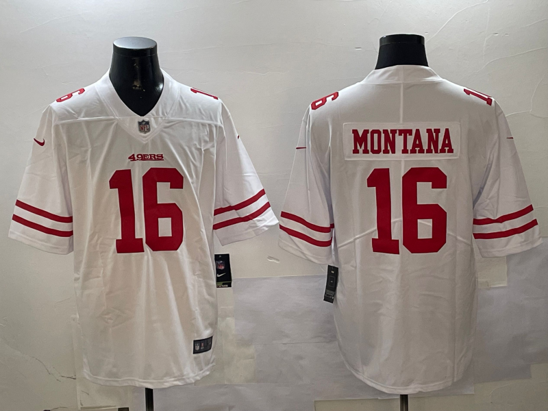 Men's San Francisco 49ers Joe Montana #16 White Game Jerseys