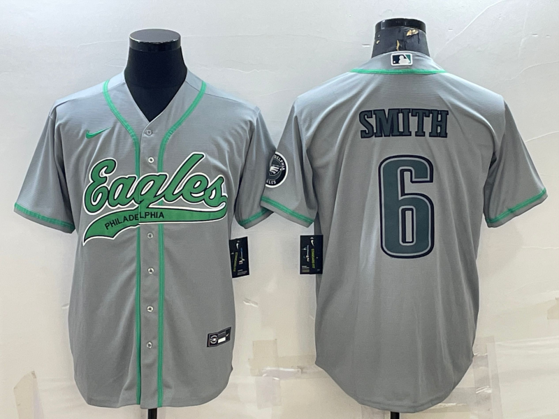Men's Philadelphia Eagles DeVonta Smith #6 Gray Game Jerseys Joint Edition