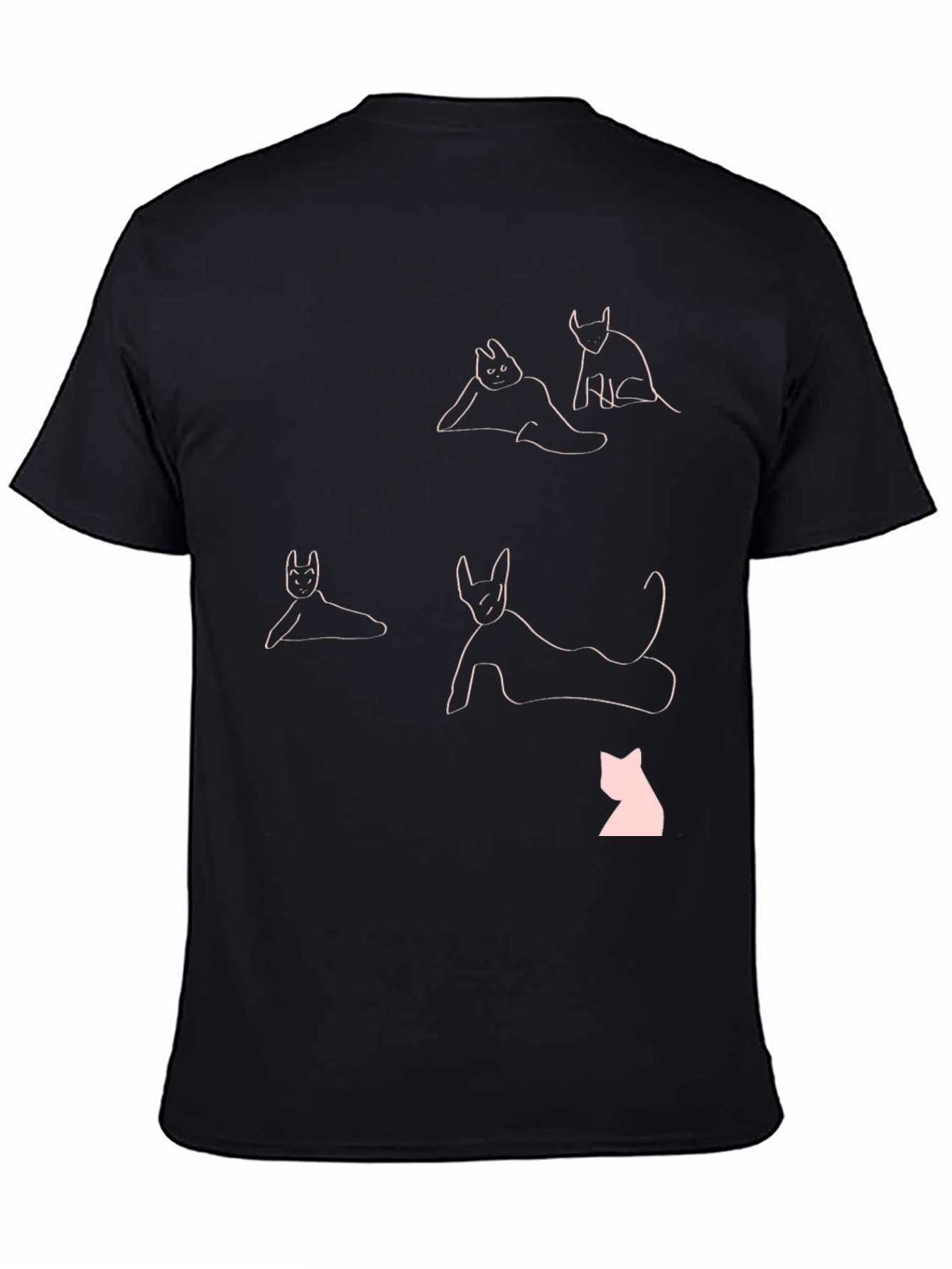 Abstract Cats Graphic Tee - Stylish Black T-Shirt