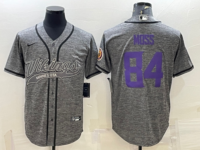 Men's Minnesota Vikings Randy Moss #84 Gray Game Jerseys Joint Edition
