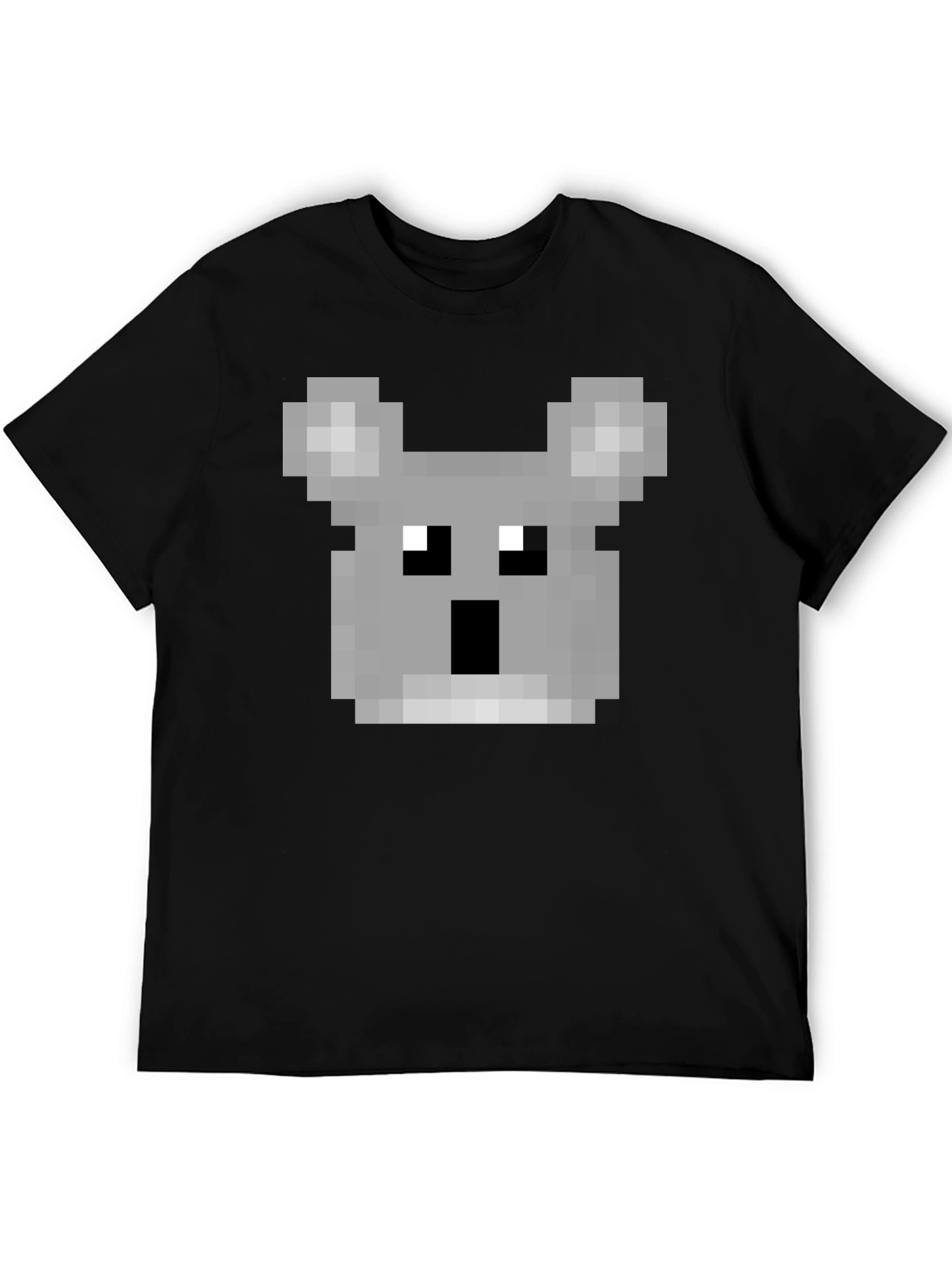 Pixelated Koala Graphic T-Shirt - Black Cotton Tee