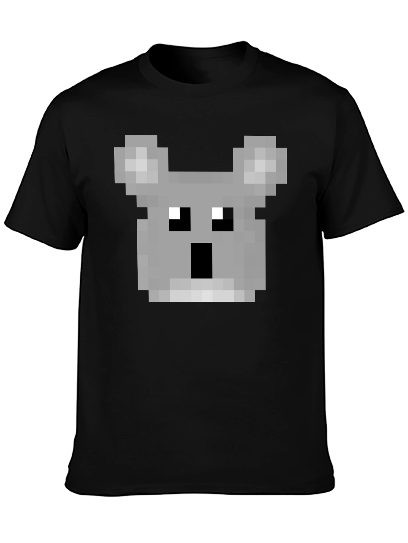 Pixelated Koala Graphic T-Shirt - Black Cotton Tee