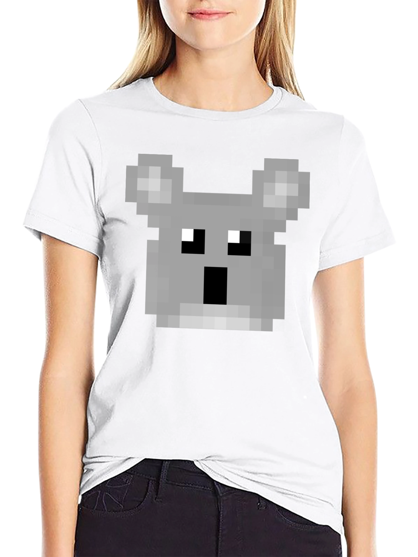 Pixelated Koala Graphic T-Shirt - Black Cotton Tee