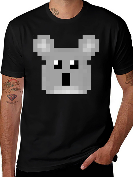 Pixelated Koala Graphic T-Shirt - Black Cotton Tee