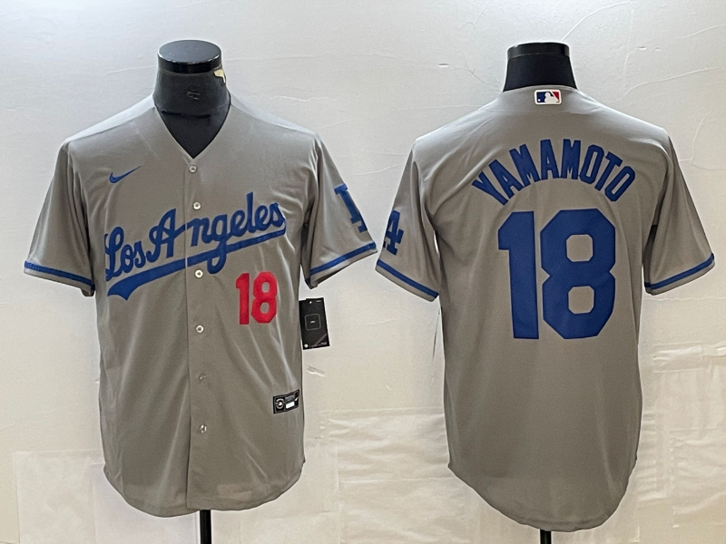 Men's Los Angeles Dodgers Yoshinobu Yamamoto #18 Gray Game Jerseys
