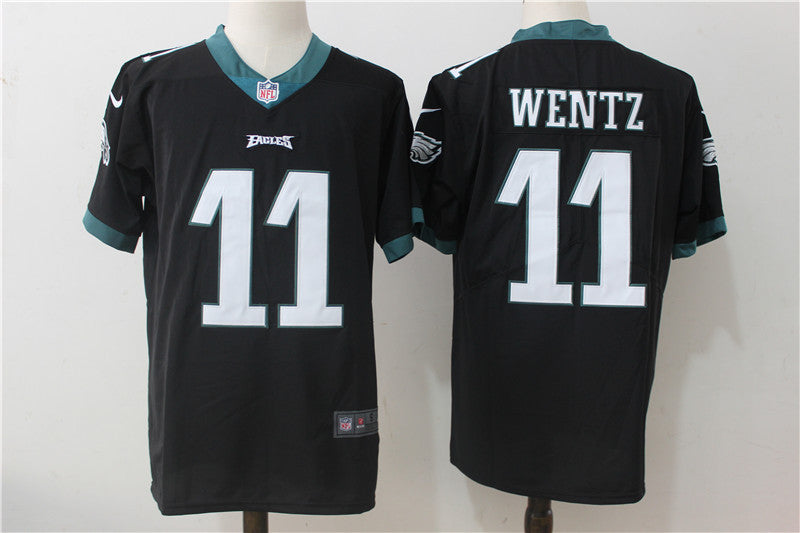 Men's Philadelphia Eagles #11 Carson Wentz Game Jerseys Black