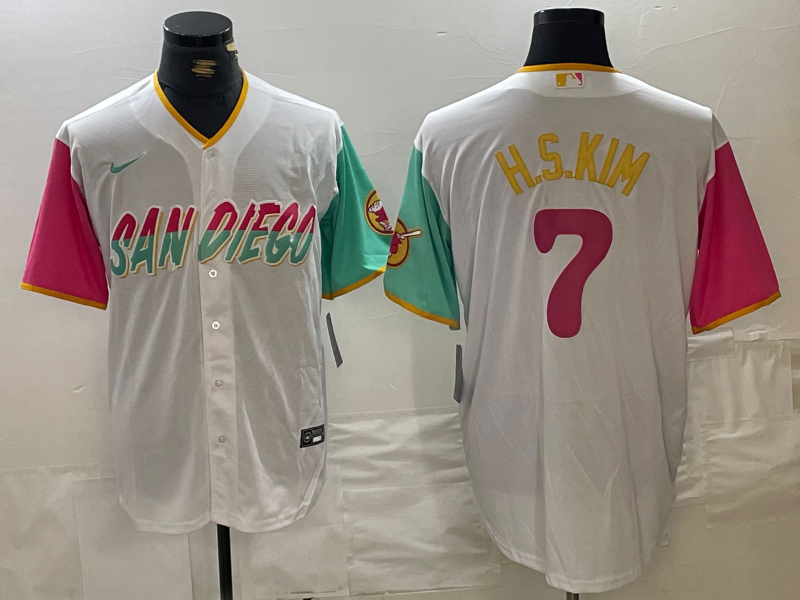 Men's San Diego Padres Ha-Seong Kim #7 White City Connect Replica Player Jerseys