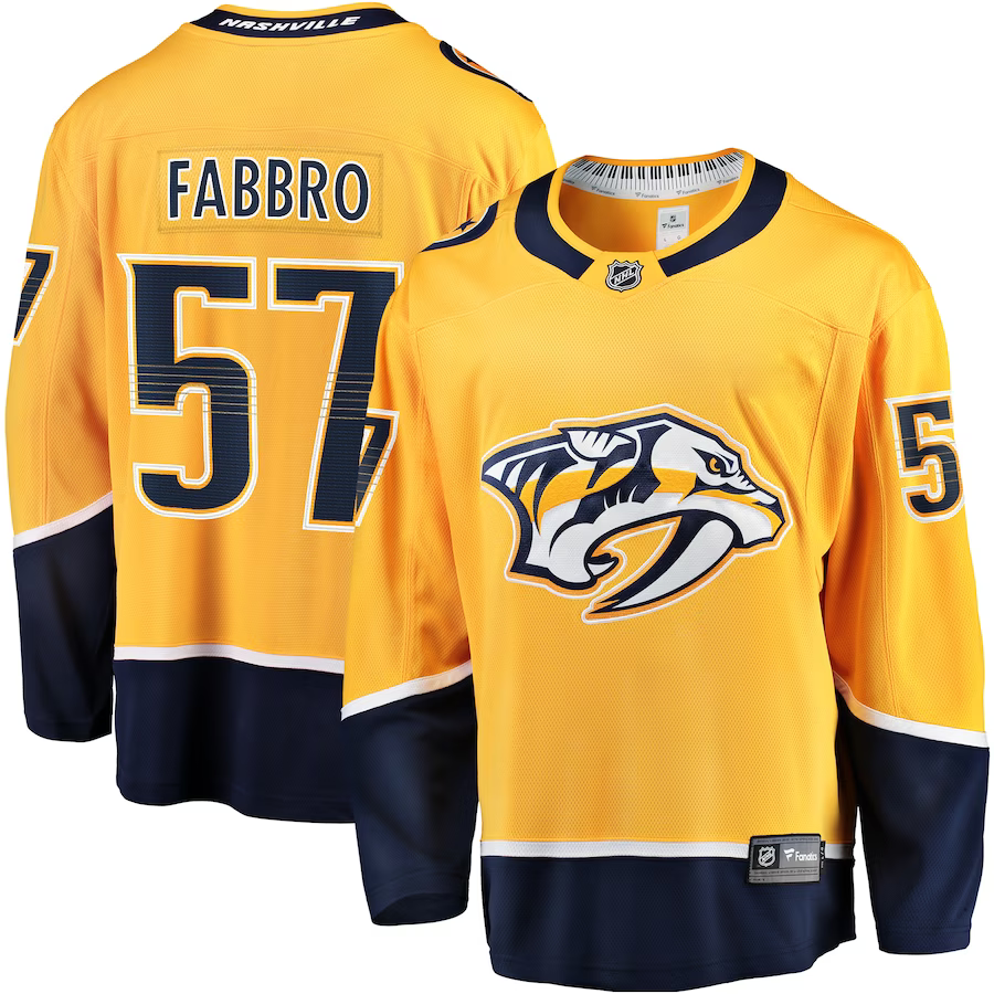 Men's Nashville Predators Dante Fabbro #57 Gold Home Breakaway Player Jerseys