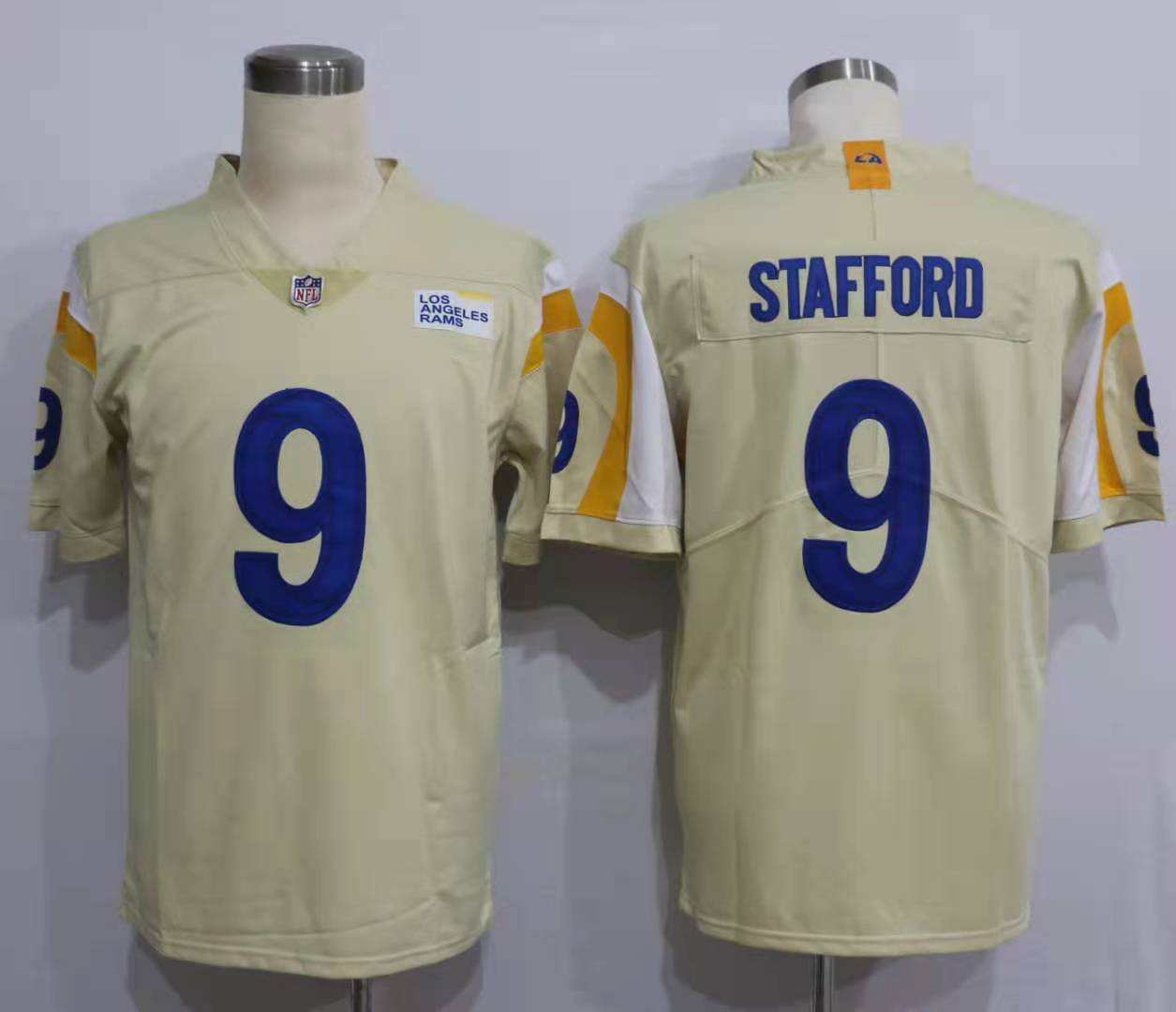 Men's Los Angeles Rams Matthew Stafford #9 Beige Vapor Limited Jerseys