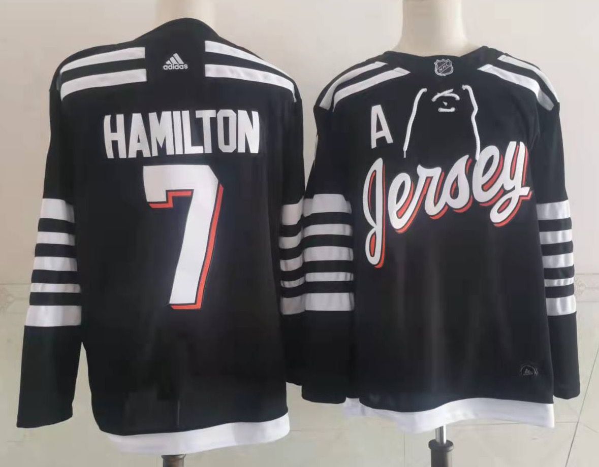 Men's New Jerseys Devils Dougie Hamilton #7 Black Player Game Jerseys