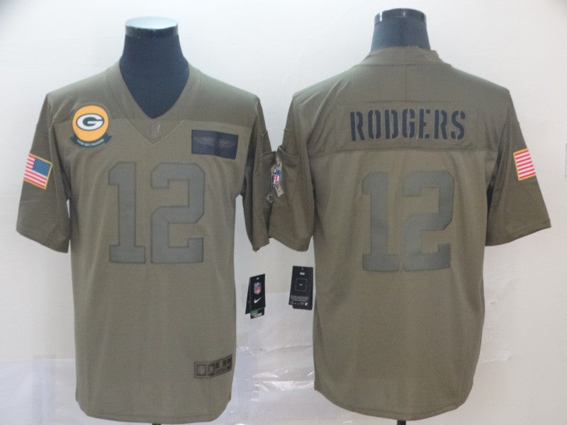 Men's Green Bay Packers Aaron Rodgers #12 Brown Player Game Jerseys