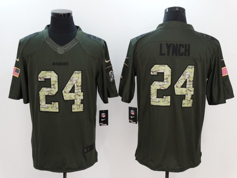 Men's Las Vegas Raiders Marshawn Lynch #24 Army Green Game Jerseys