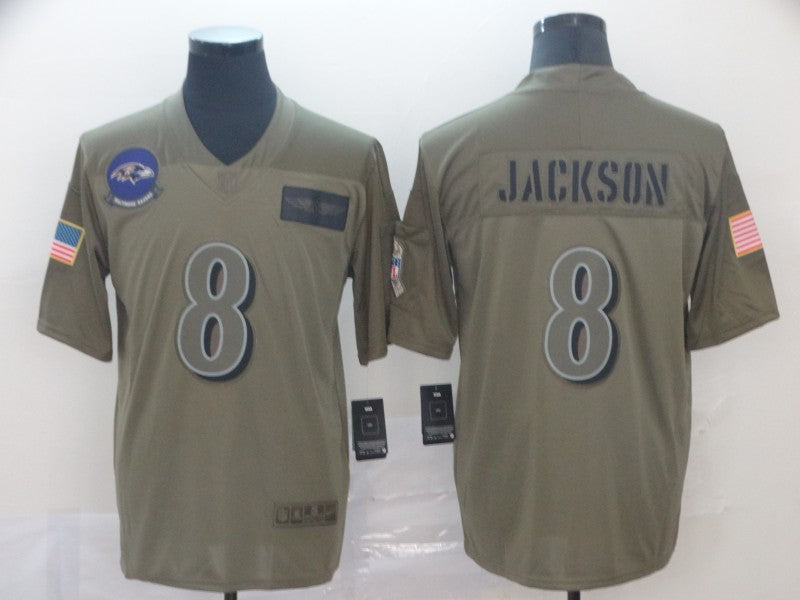 Men's Baltimore Ravens #8 Lamar Jackson Brown Jerseys