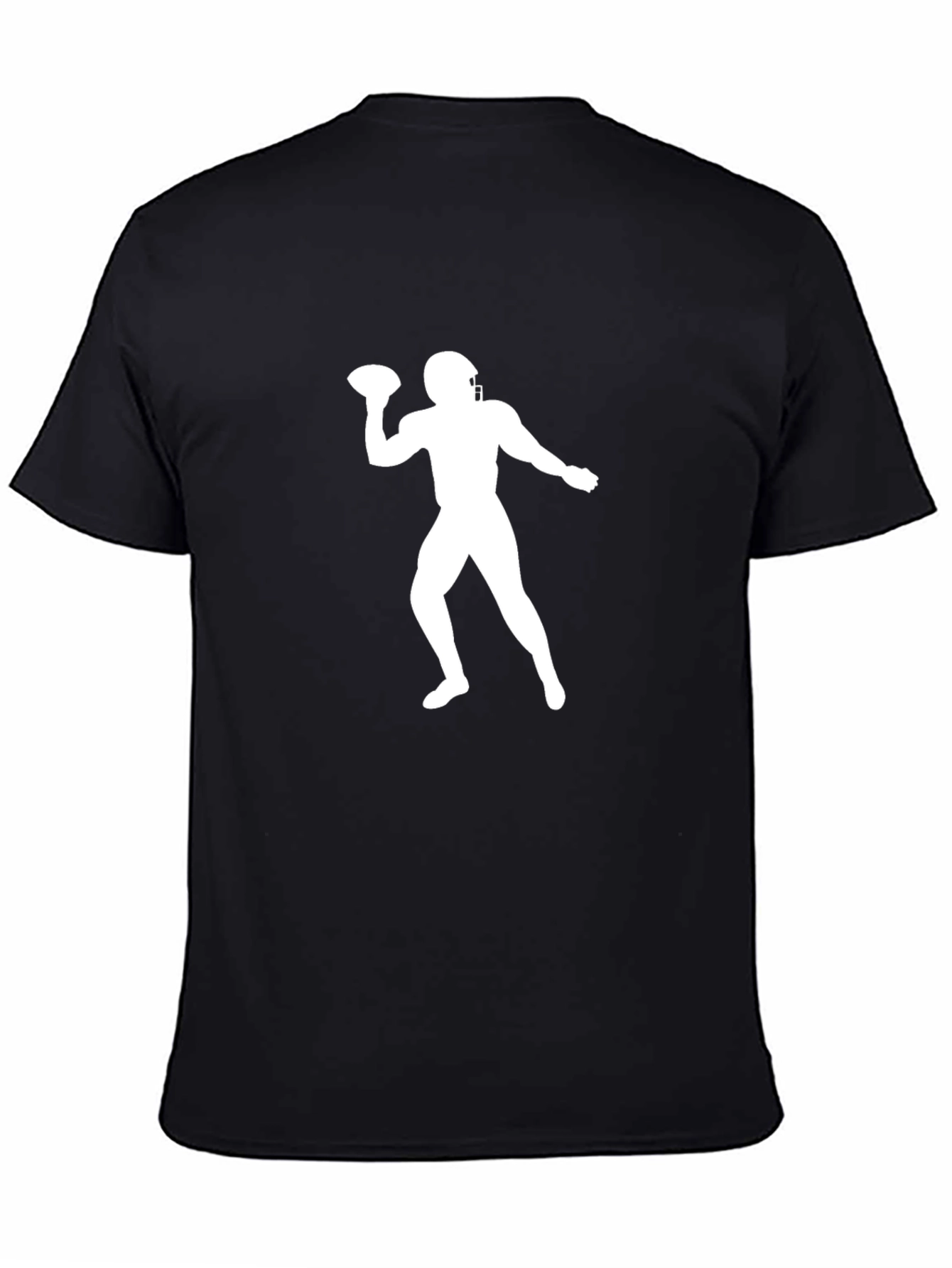 Football Player Graphic Tee - Black Cotton Shirt