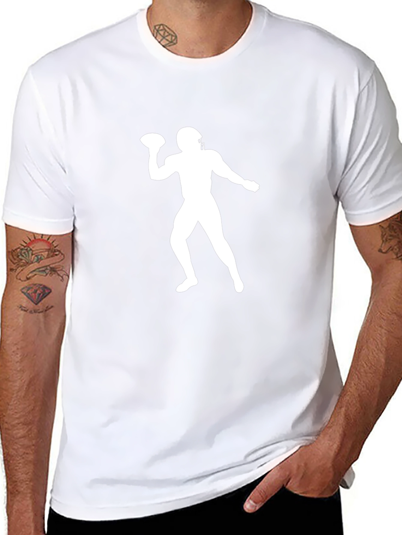 Football Player Graphic Tee - Black Cotton Shirt