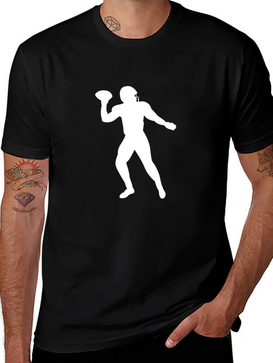 Football Player Graphic Tee - Black Cotton Shirt