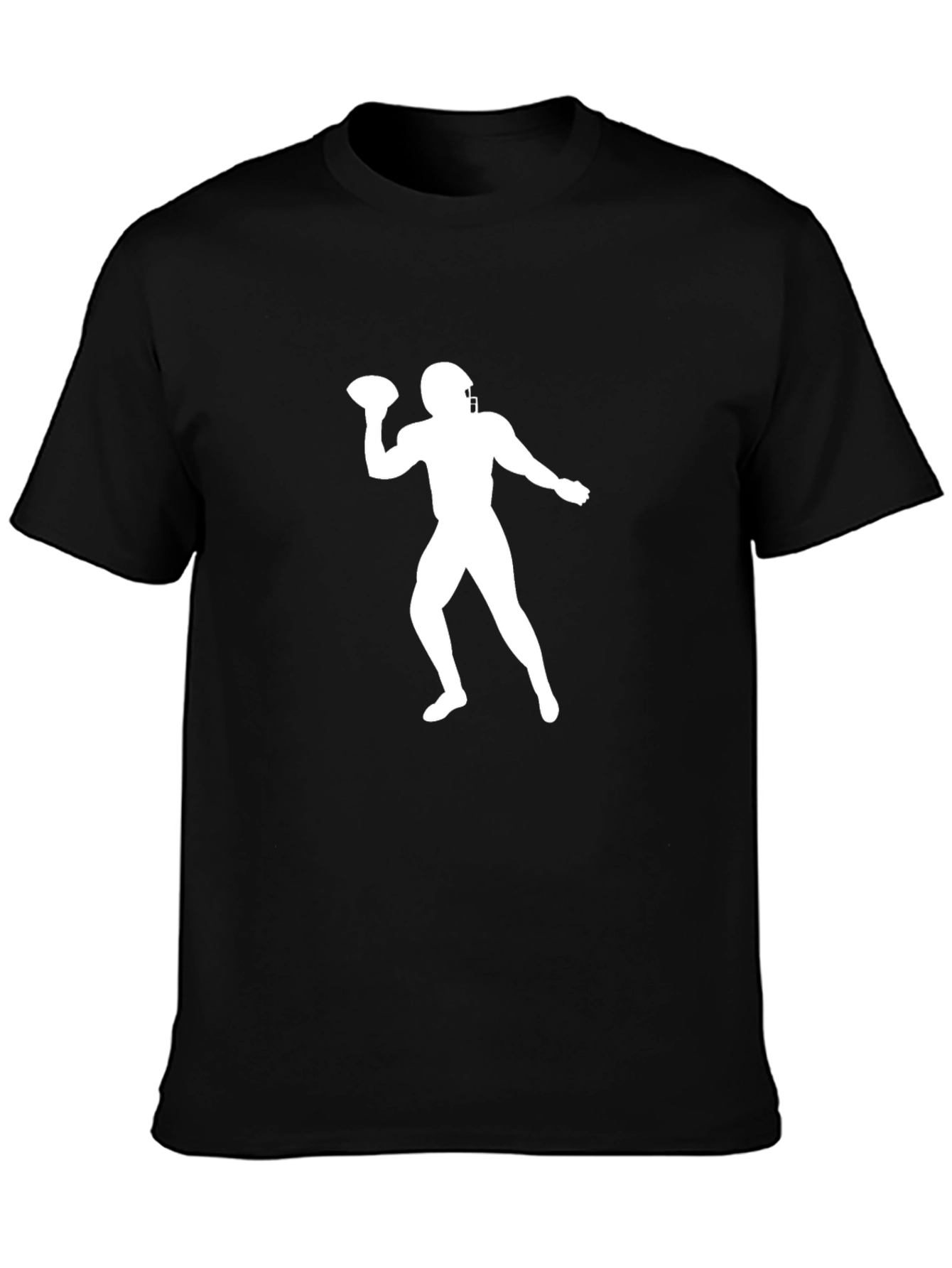 Football Player Graphic Tee - Black Cotton Shirt