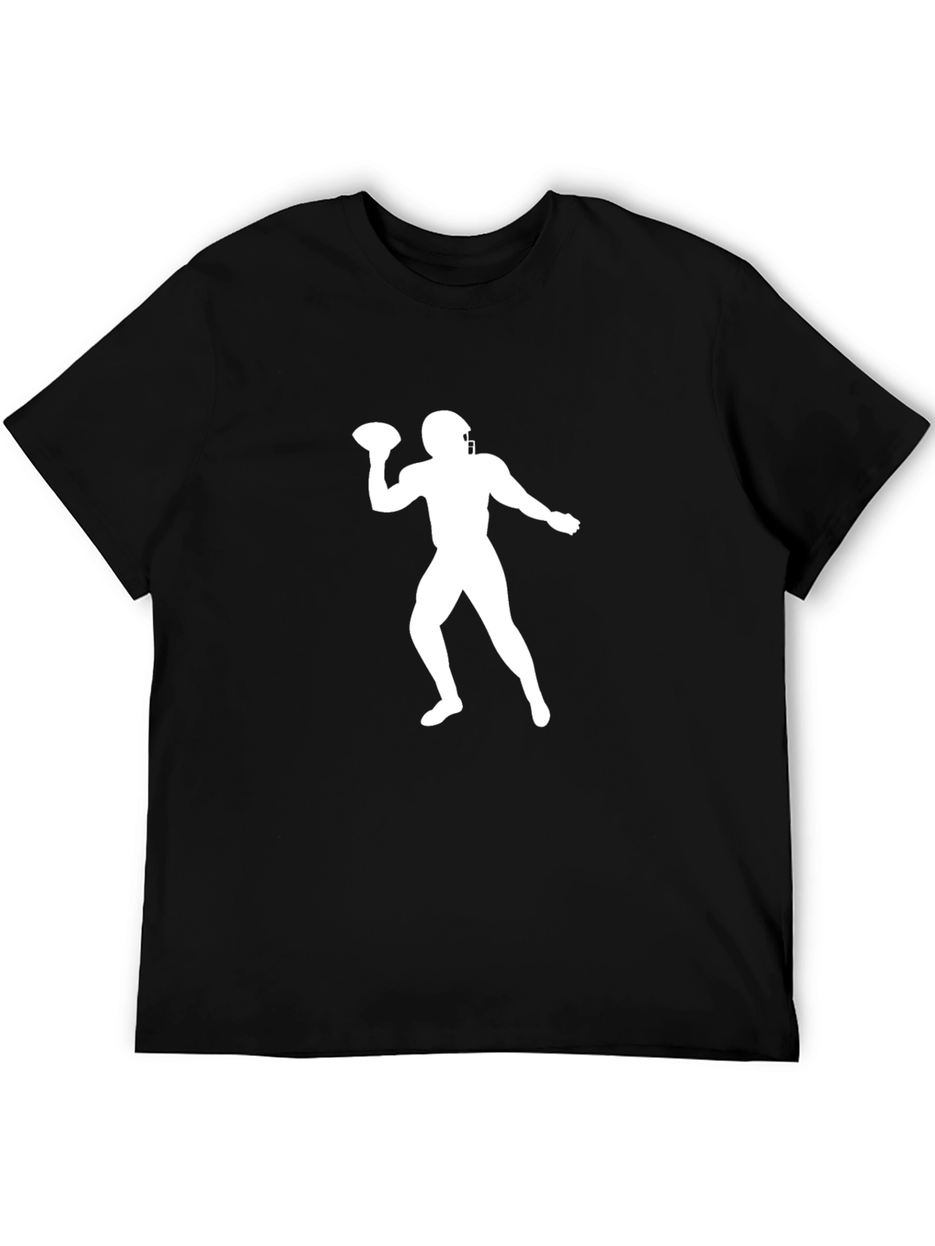 Football Player Graphic Tee - Black Cotton Shirt