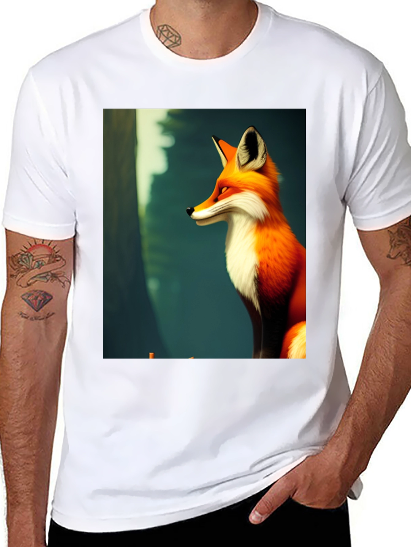 Fox Graphic Black T-Shirt - Stylish Mens Tee