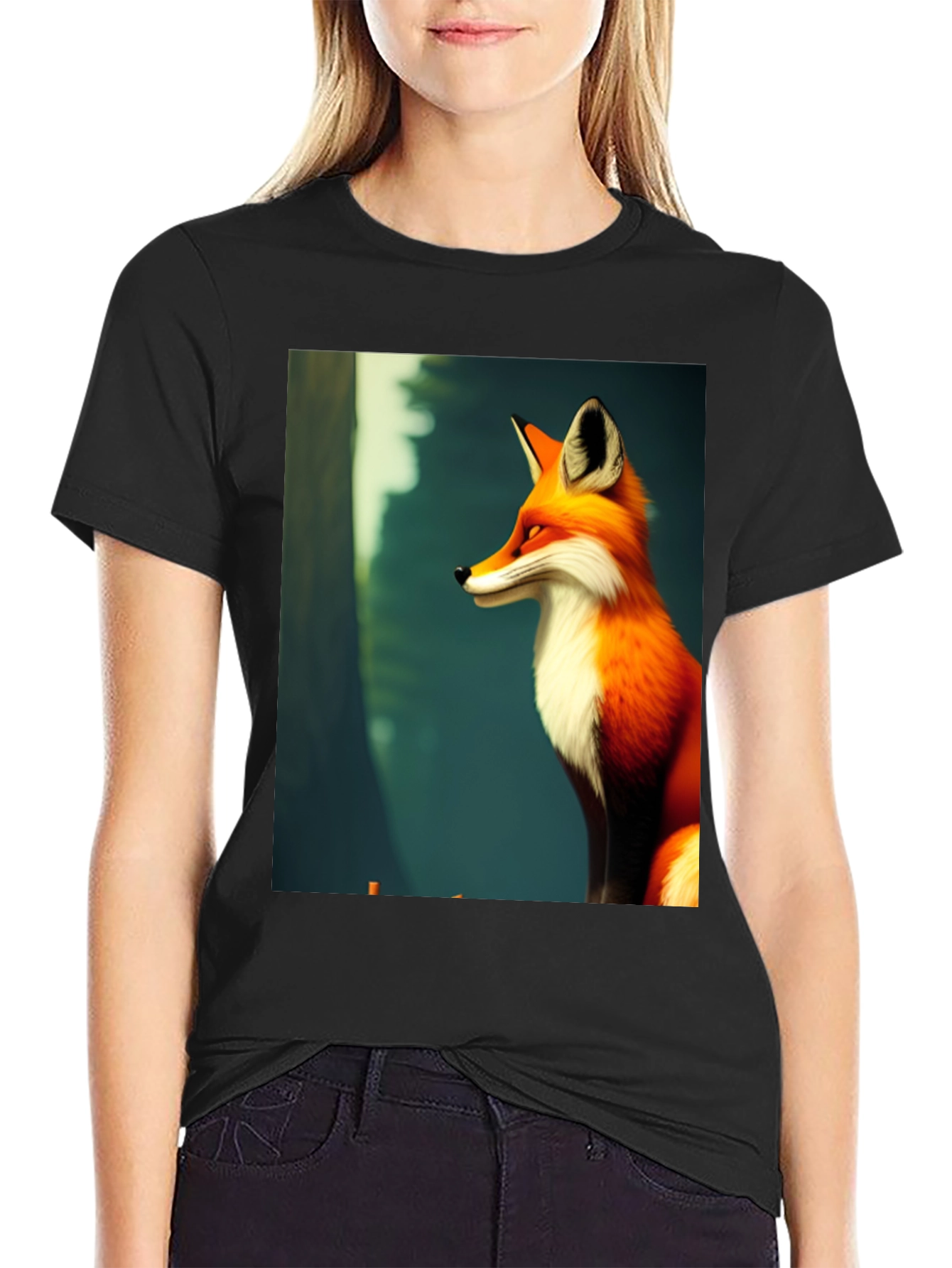 Fox Graphic Black T-Shirt - Stylish Mens Tee
