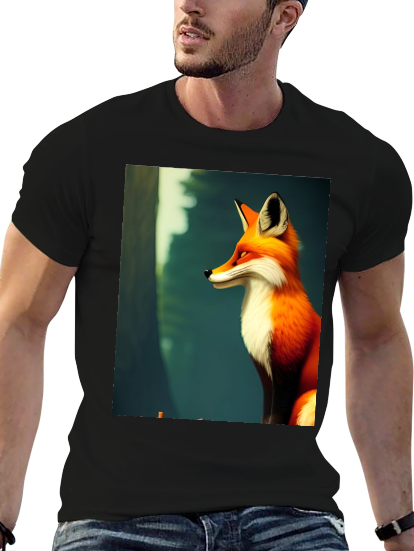 Fox Graphic Black T-Shirt - Stylish Mens Tee