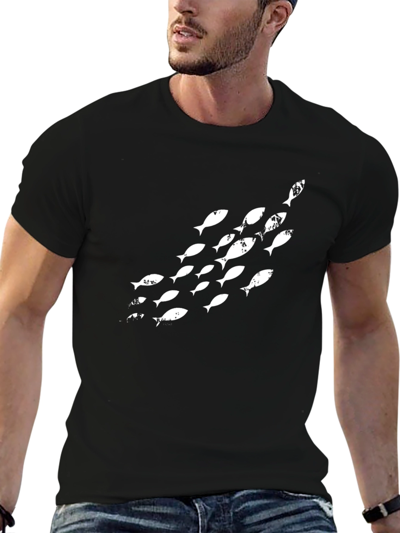 School of Fish Graphic Black T-Shirt