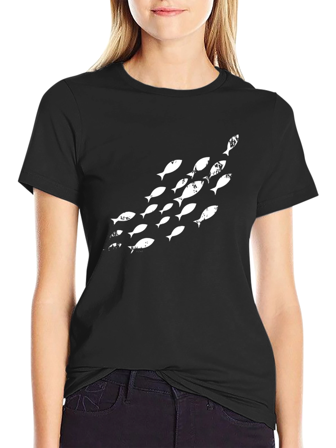 School of Fish Graphic Black T-Shirt
