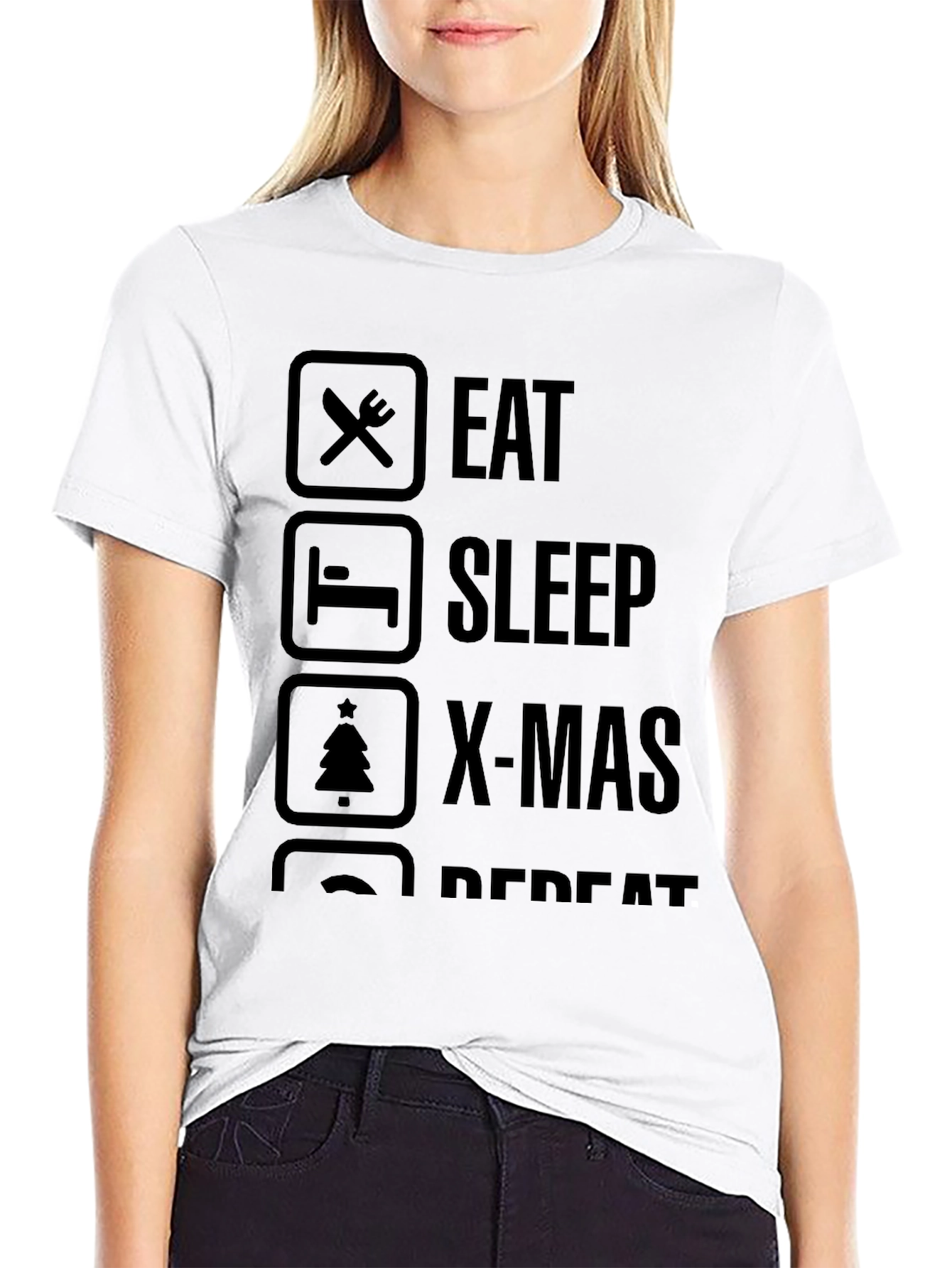 Eat Sleep X-Mas Repeat Black Graphic Tee