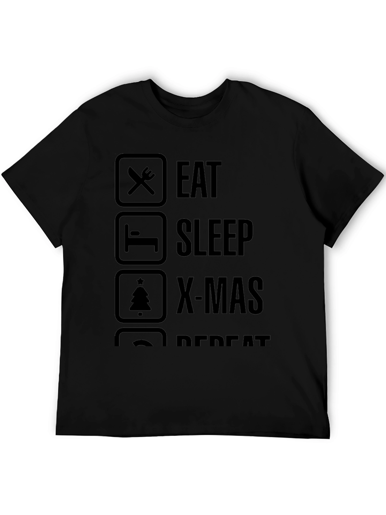 Eat Sleep X-Mas Repeat Black Graphic Tee
