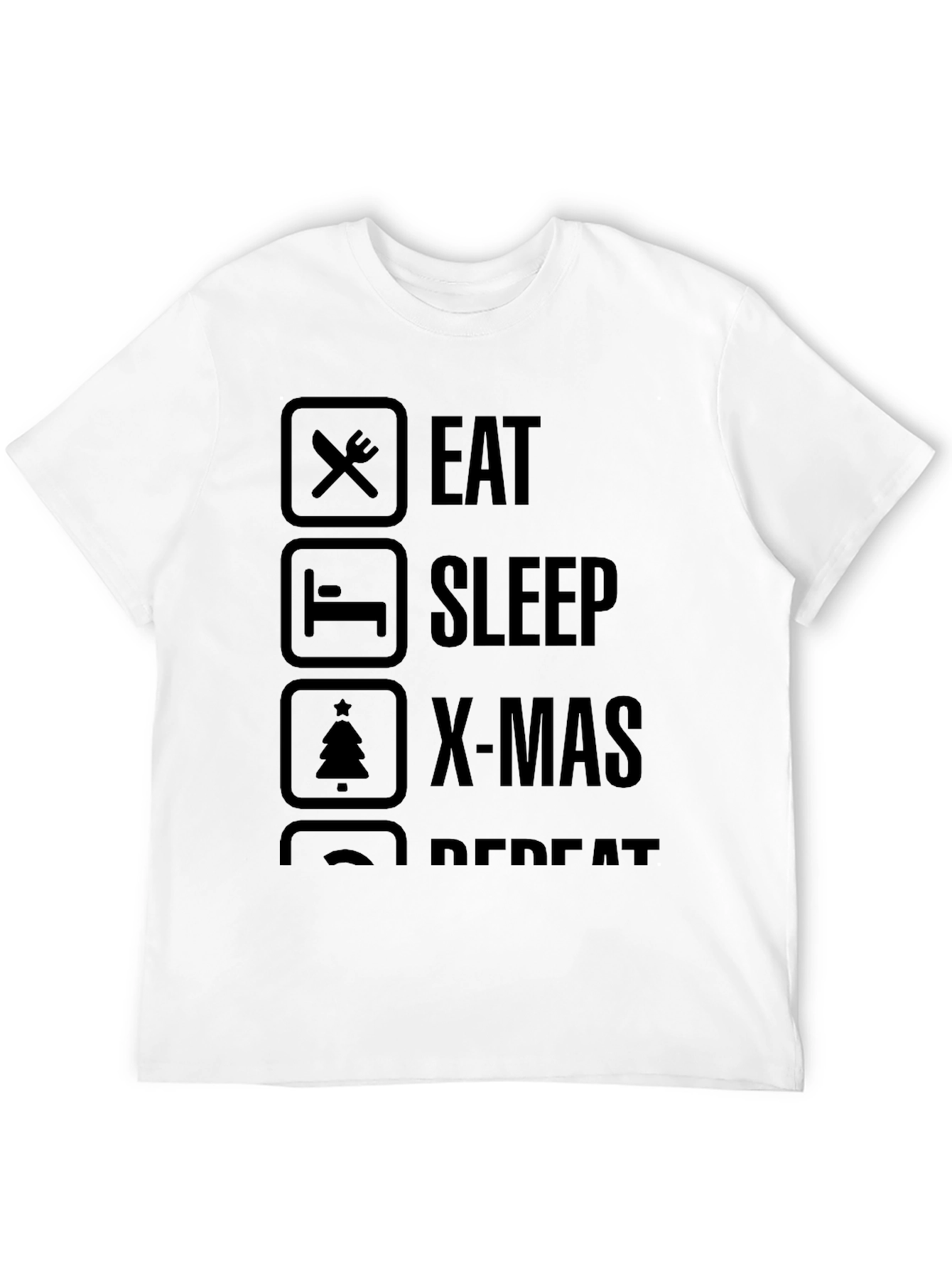 Eat Sleep X-Mas Repeat Black Graphic Tee