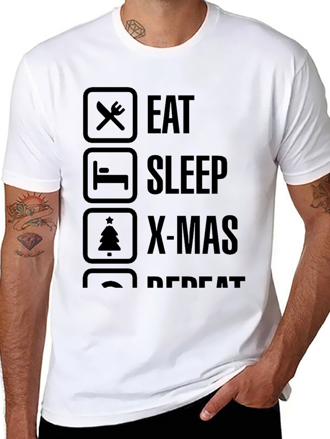 Eat Sleep X-Mas Repeat Black Graphic Tee