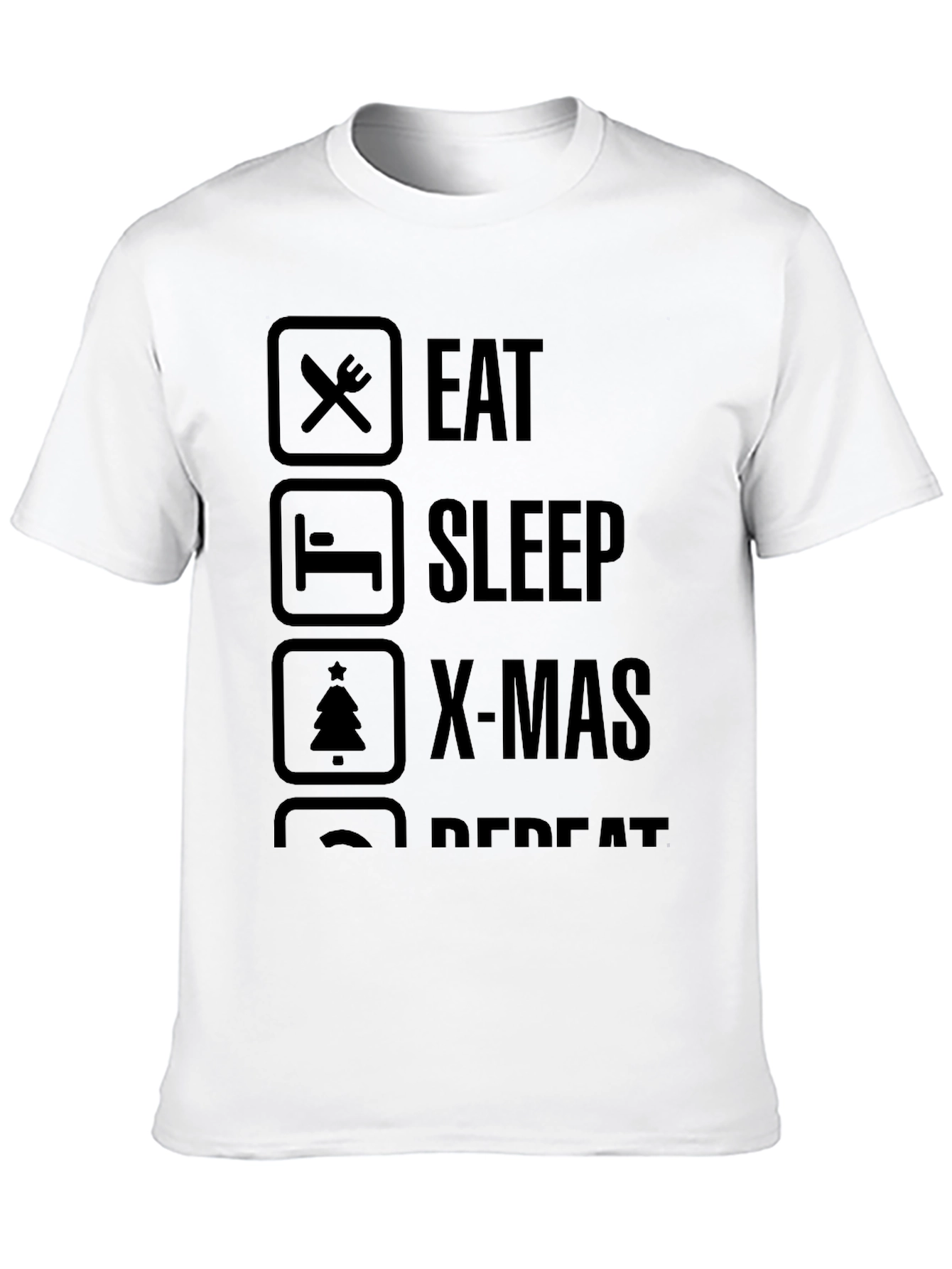 Eat Sleep X-Mas Repeat Black Graphic Tee