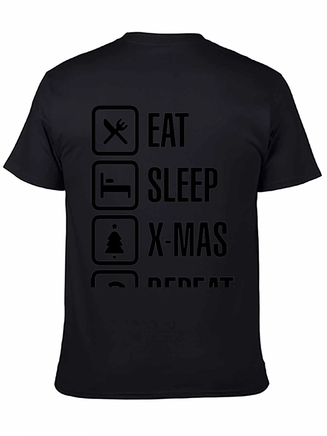 Eat Sleep X-Mas Repeat Black Graphic Tee