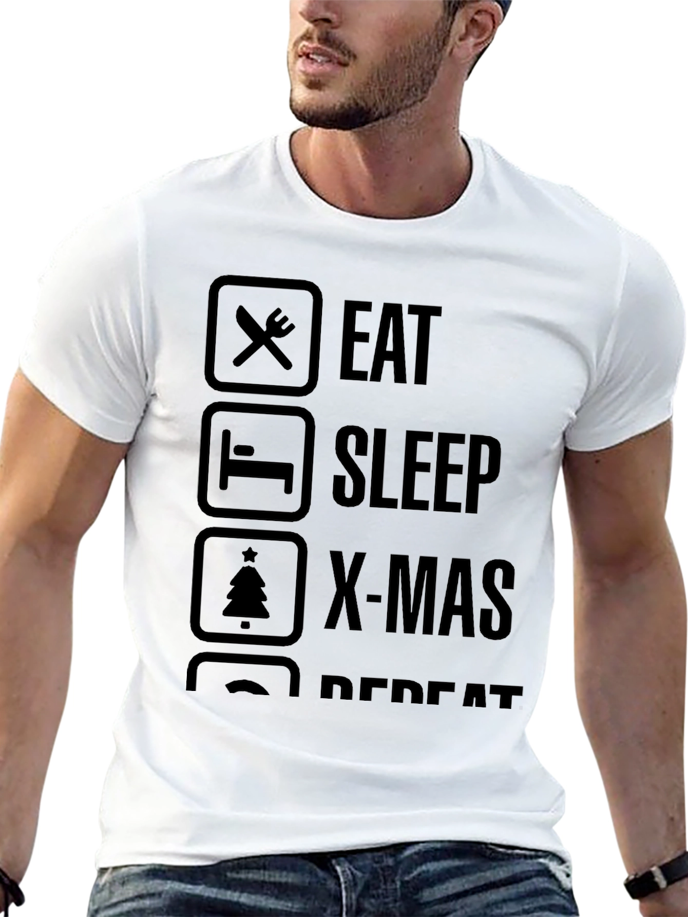 Eat Sleep X-Mas Repeat Black Graphic Tee