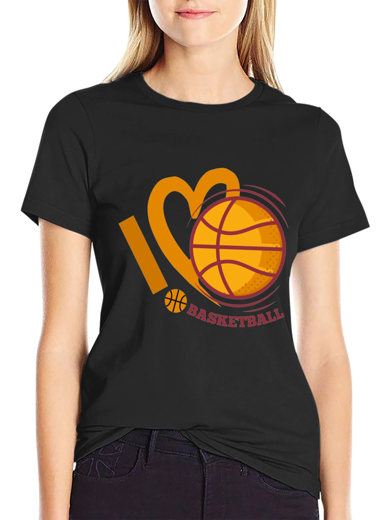 I Love Basketball Graphic Tee - Black