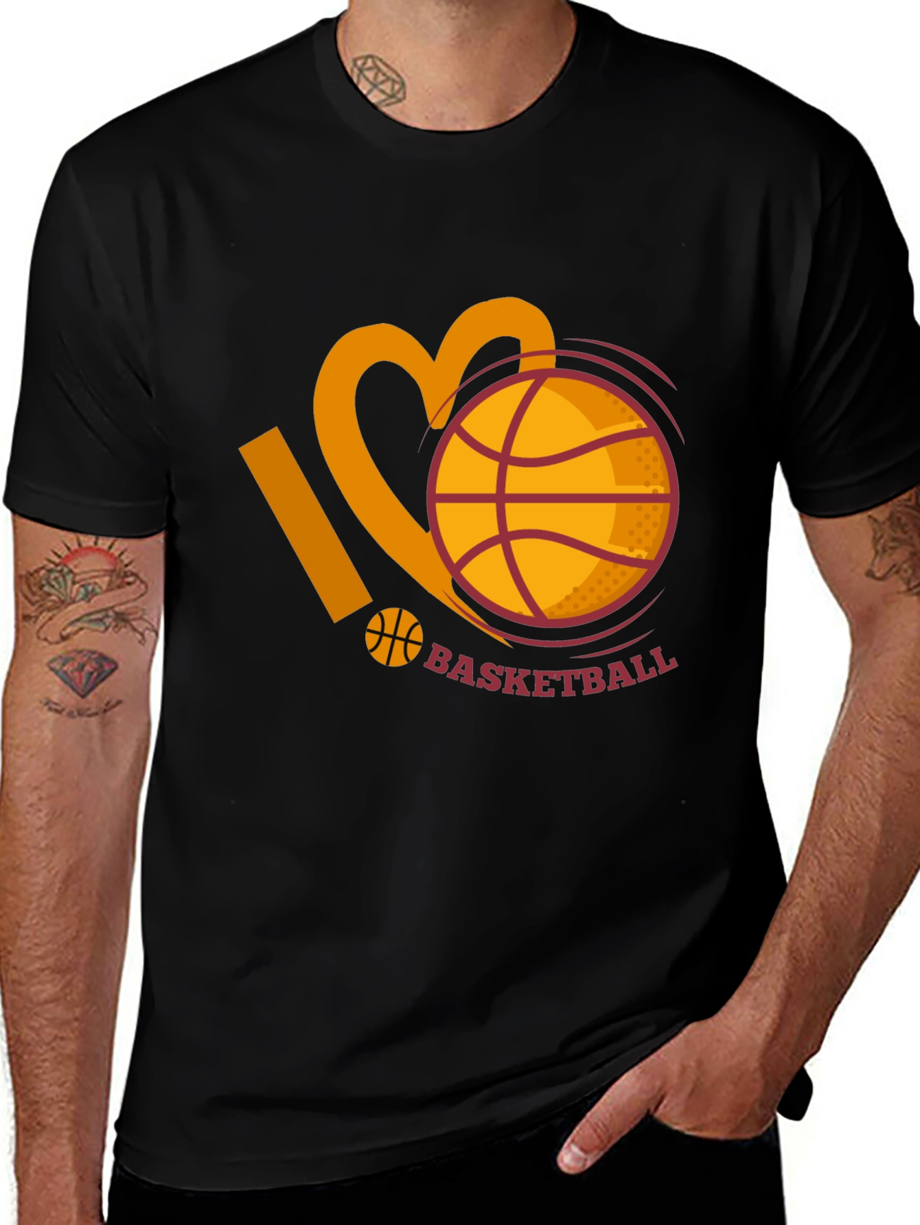 I Love Basketball Graphic Tee - Black